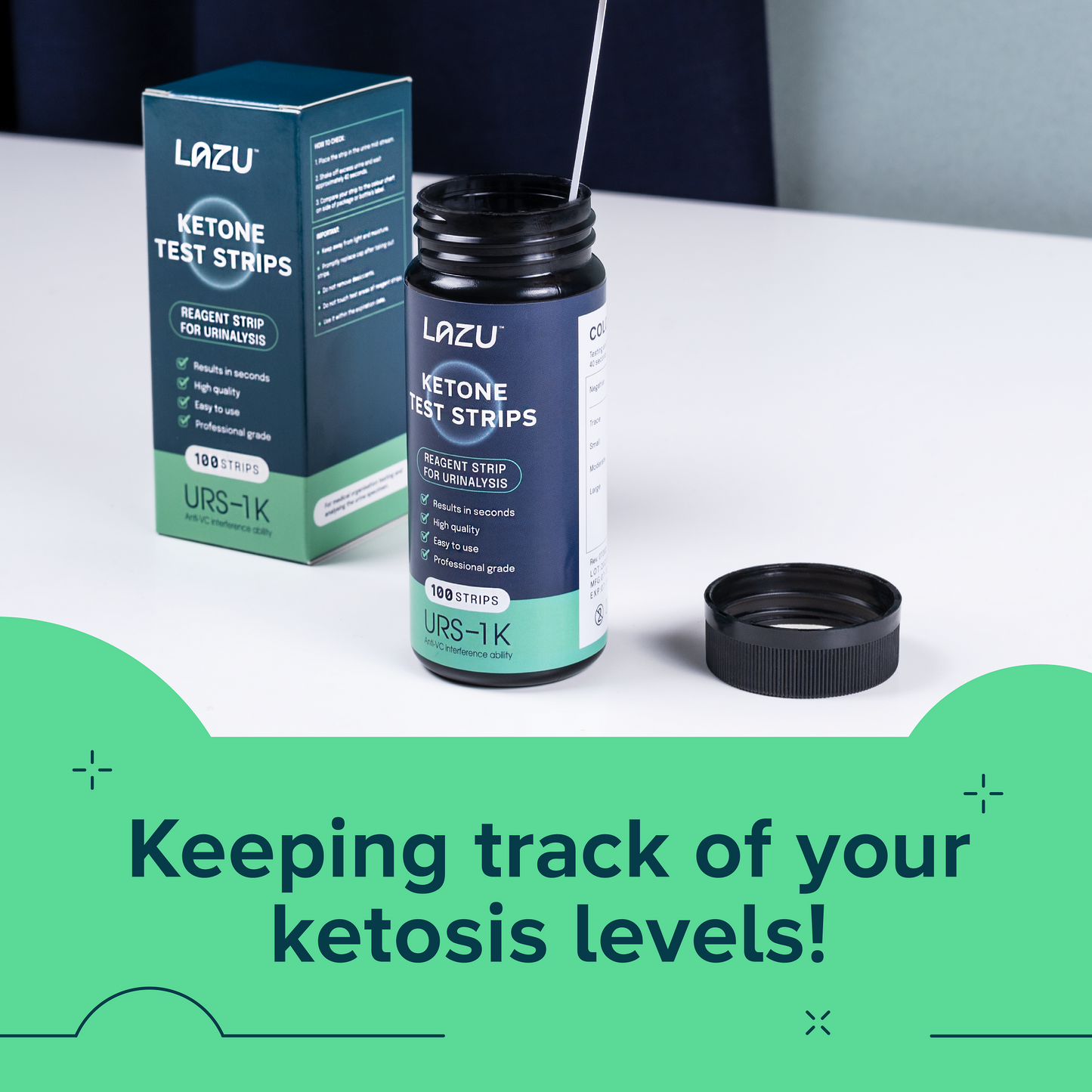 Lazu KETONE TEST STRIPS - Reagent Strips For Urine Analysis